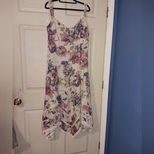 Lauren Ralph Lauren Black Label Hankerkief Hem Floral Dress Plus Sz 18W Linen